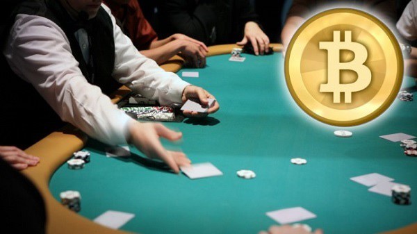 A game of blackjack with the bitcoin symbol